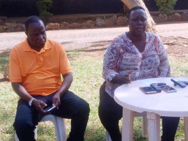 Nyando MP Fred Outa and Kisumu Deputy Governor Ruth Odinga address journalists on a break-in at her home in Nyahera, Kisumu West subcounty, February 3, 2016. /FAITH MATETE