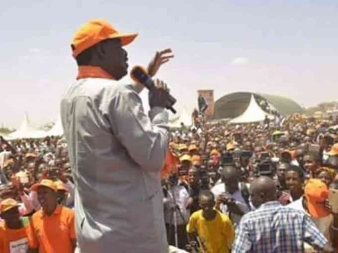 Opposition leader Raila Odinga addresses Garissa county residents during a tour on February 9, 2017. /COURTESY