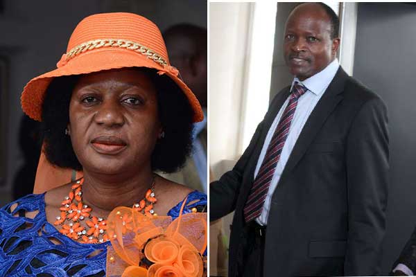 Nominated Senator Elizabeth Ongoro (left) and Migori governor Okoth Obado when they appeared before the ODM disciplinary committee on April 10, 2017. They have been ordered to pay a total of Sh3 million as punishment for chaos perpetrated by their supporters. PHOTOS | DENNIS ONSONGO | NATION MEDIA GROUP