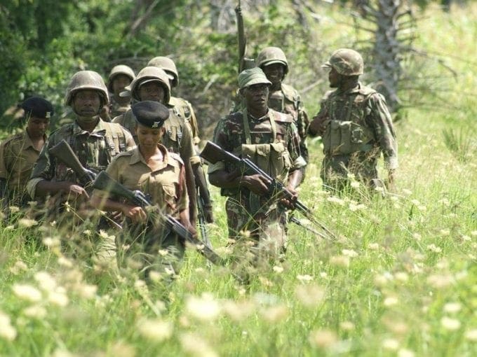 A file photo of security officers carrying out a patrol in Boni Forest near Mpeketoni in Lamu. 