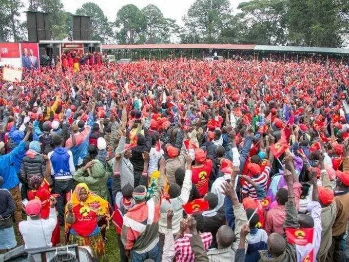 Kabsabet residents at a rally addressed by Jubilee Party leaders President Uhuru Kenyatta and William Ruto on Friday, July 28, 2017. /PSCU