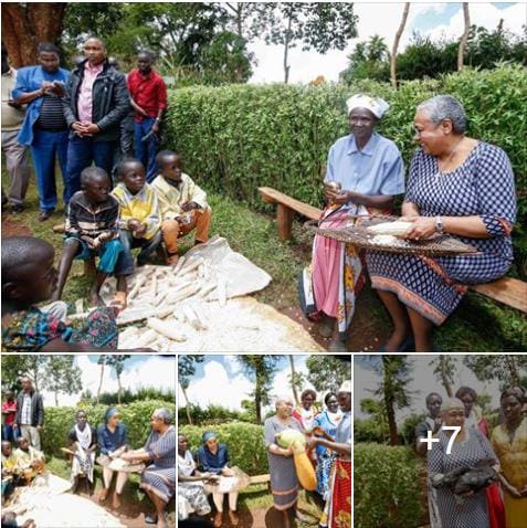 VIDEO: First Lady Margaret Kenyatta shell maize in Kapenguria village