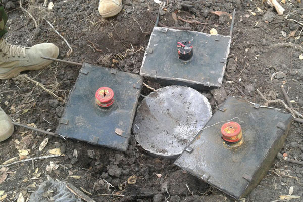 Some of the explosives seized at an Al-Shabaab base in Baadhade, Somalia on March 26, 2017 after a raid by KDF troops. PHOTO | COURTESY