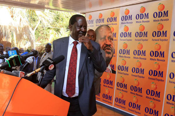 ODM leader Raila Odinga at Orange house on April 11, 2017. A lobby group has moved to court seeking to block Mr Odinga from contesting for the Presidency. PHOTO | JEFF ANGOTE | NATION MEDIA GROUP