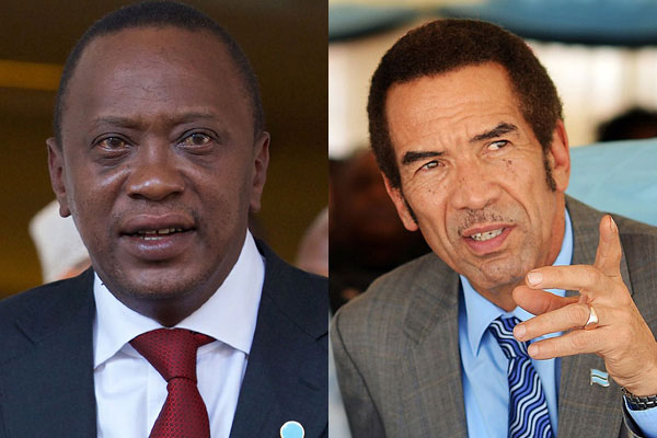 PHOTOS | FILE President Uhuru Kenyatta of Kenya (L) and President Seretse Khama Ian Khama of Botswana.