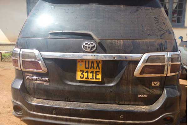 The vehicle that was intercepted by Ugandan