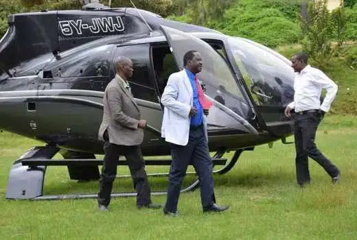 Photos: Raila's Chopper lands in the middle Afraha Stadium