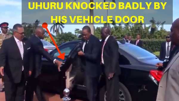VIDEO: President Uhuru Hit by Car Door in South Africa