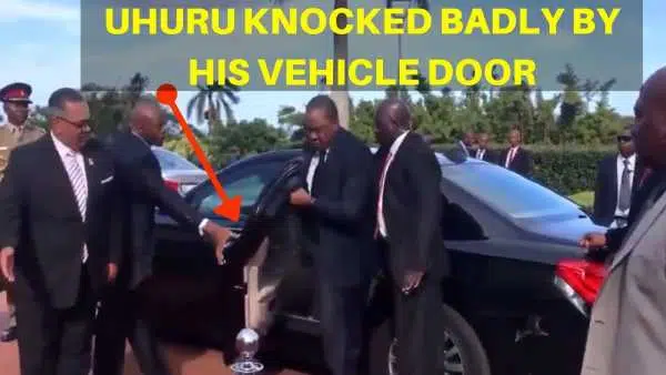 VIDEO: President Uhuru Hit by Car Door in South Africa