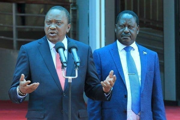 Uhuru, Raila share podium at Mwiraria’s funeral