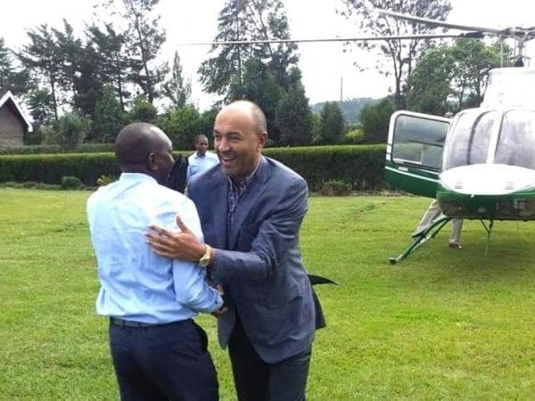 Peter Kenneth being welcomed by Kapseret MP Oscar Sudi