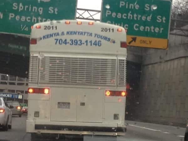 Spotted in Atlanta Georgia: Kenya & Kenyatta Tours Bus