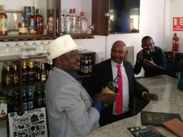 PHOTOS: Raila 'samples alcohol' as Makau Mutua launches Kitui Villa
