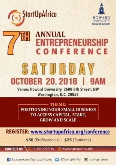 Start Up Africa: 7th Annual Entrepreneurship Conference in Washington DC