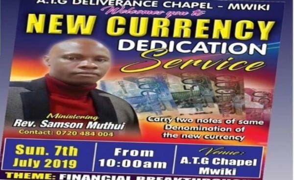 Nairobi pastor plans special service to dedicate new notes