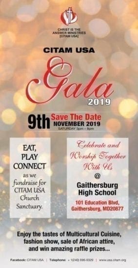 Come Eat, Play, Connect at CITAM USA GALA 2019 in Gaithersburg USA