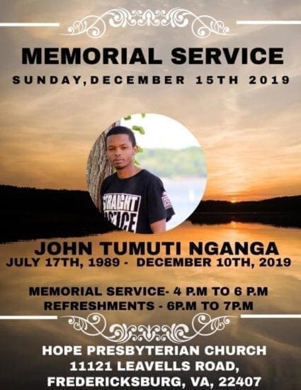 Memorial Service For John Tumuti Nganga