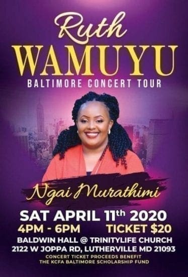 KCFA Baltimore: Invitation to Ruth Wamuyu Concert