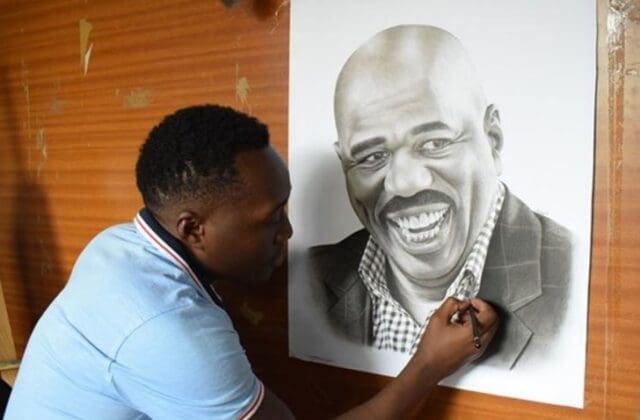 Steve Harvey impressed with Kenyan artist Collins Omondi