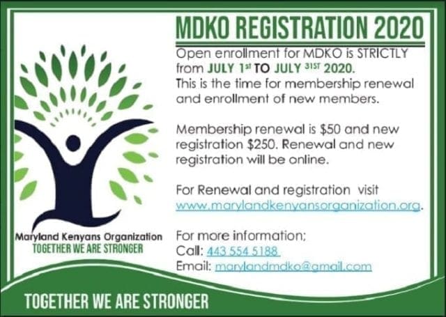 MDKO Open enrollment: A Kenya welfare organization in Baltimore MD