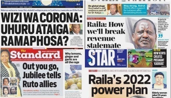 Raila's fallout with Mudavadi, Kalonzo could cost him in 2022-Kenyan newspapers review