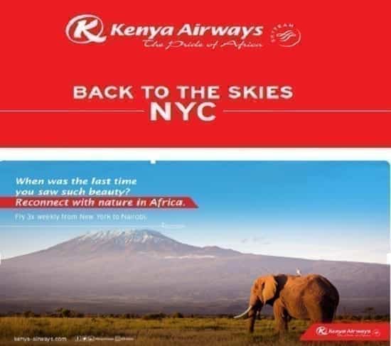 Kenya Airways Cheap Flight Offer from NYC-NBO starting at USD 699
