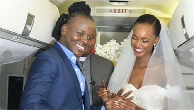 Kenyan man wed lover inside a plane in one of a kind wedding ceremony