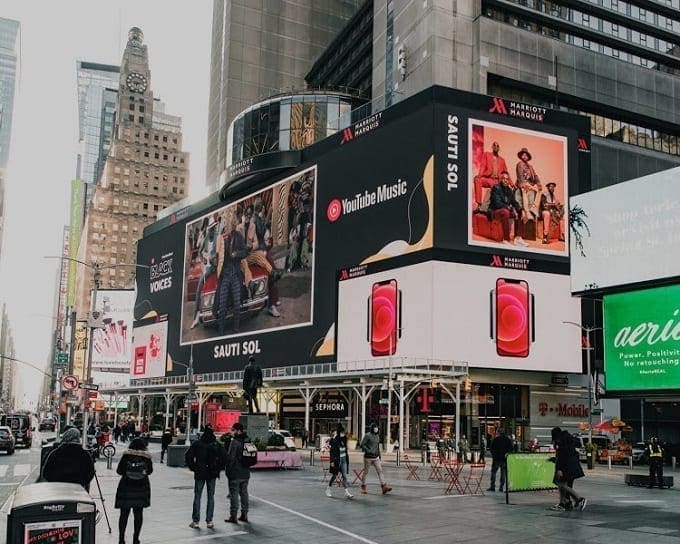 Kenyan Sauti Sol's famous song Suzanna featured in Times Square New York: