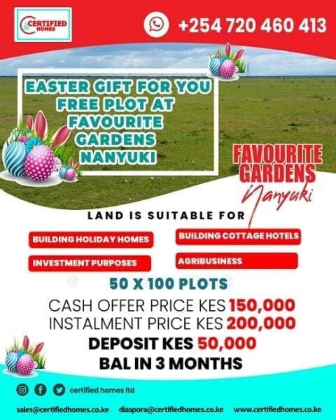 Win Fully Serviced Plot at Nanyuki Favourite Gardens with Certified Homes