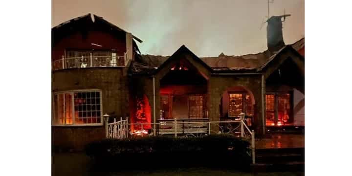 Political analyst Prof Mutahi Ngunyi House goes up in flames