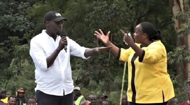 Trouble at Mudavadi Rally as Sakaja and Bishop Wanjiru fight for Microphone 