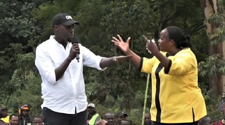 VIDEO: Trouble at Mudavadi Rally as Sakaja and Bishop Wanjiru fight for Microphone