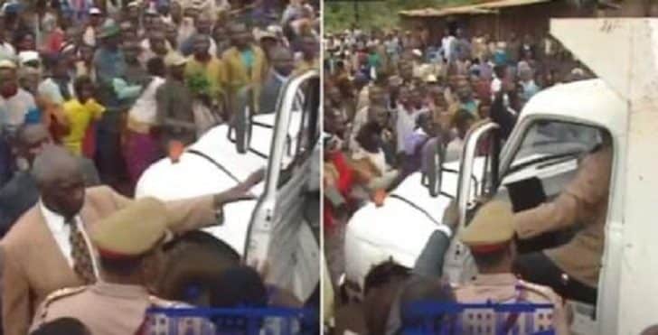 Video Of Daniel Arap Moi Riding on a Lorry After His Convoy Got Stuck