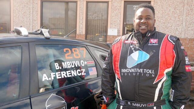 Kenyan Diaspora Brian Mbuvi competes in 'Safari Rally' in Salem Missouri