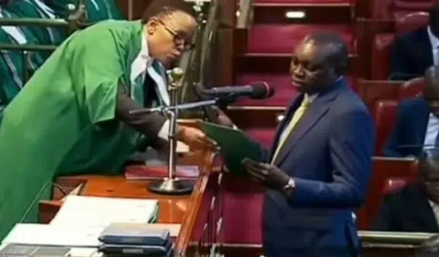 VIDEO: Kapseret MP Oscar Sudi Struggles To Read Oath of Office 