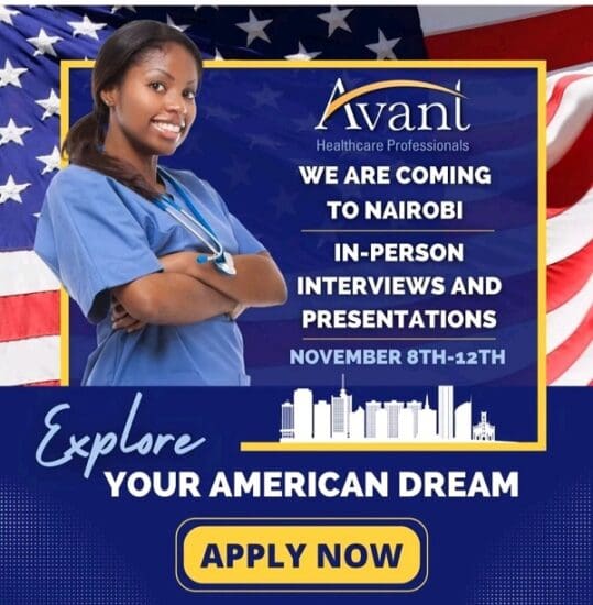 AVANT Coming To Nairobi To Recruit Kenyan Nurses For US Jobs