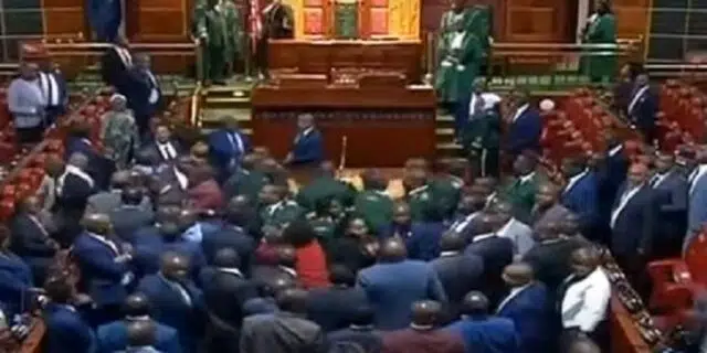 VIDEO: Chaos as Kenya Kwanza, Azimio Fight in Parliament After Wetangula's Ruling
