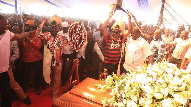 VIDEO: Raila Odinga Dramatic Entry to Magoha's Funeral Service