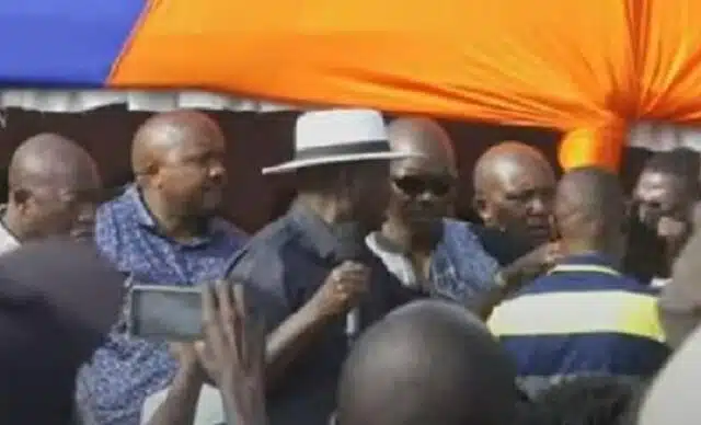 Chaos as Man Snatches Microphone from Raila in a Funeral