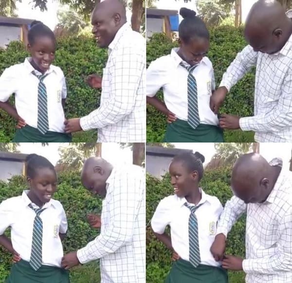 Kenyan Father Praised for Stitching Daughter's Skirt in a school compound