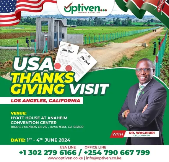 Optiven: Thanksgiving and delivering title deeds in Los Angeles, CA