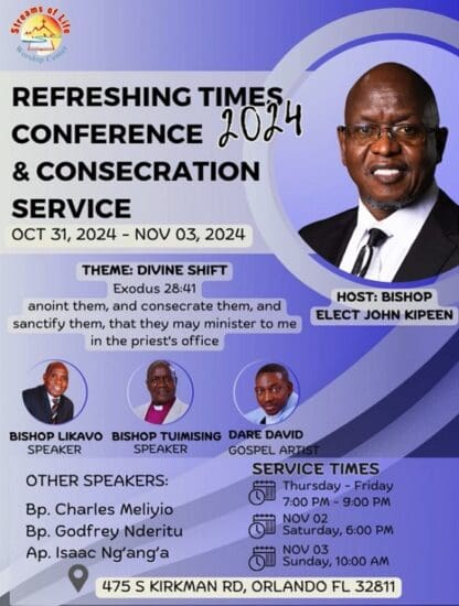 Refreshing Times Conference & Consecration Service in Orlando Fl