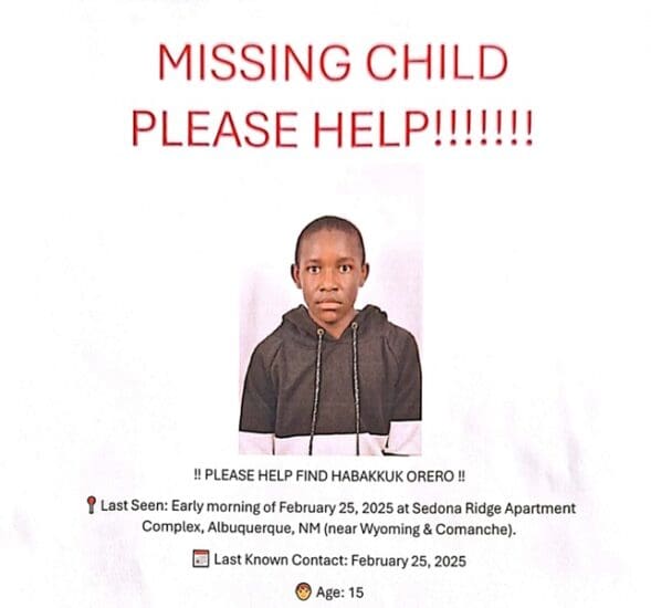 Kenyan boy, Habakkuk Orero Missing in Albuquerque New Mexico