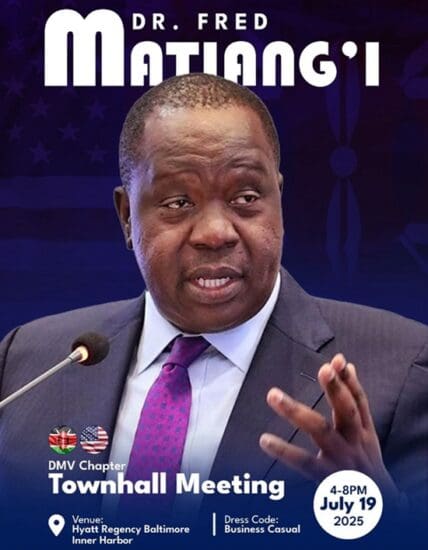Invitation to Fred Matiang'i Town Hall Event in Baltimore Maryland 
