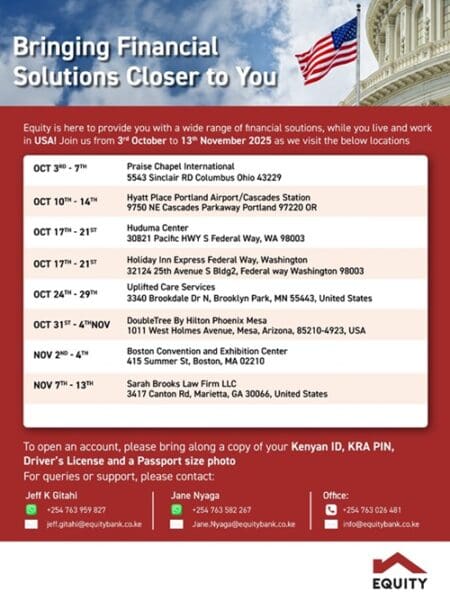 Equity Bank Diaspora Team USA Tour 2025